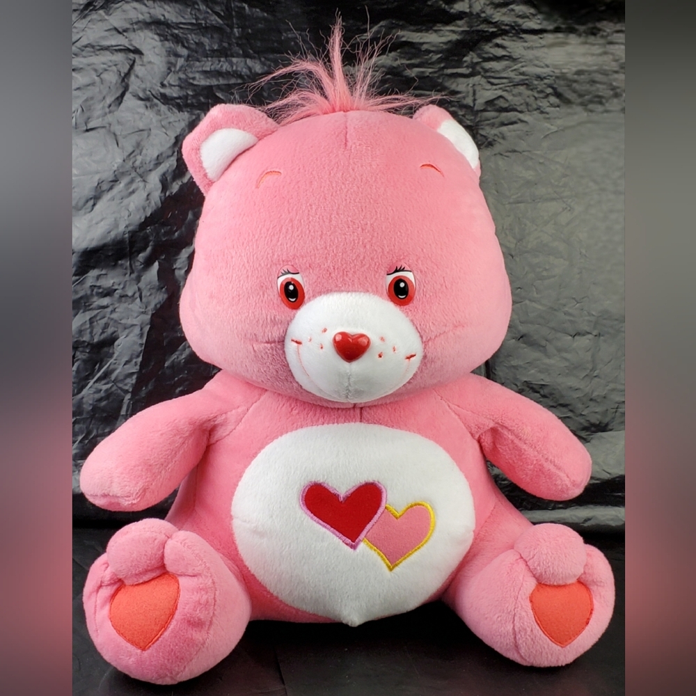 Nanco Vintage 2003 Care Bears Love-a-Lot Stiff Stuffed Animal Plush - GUC